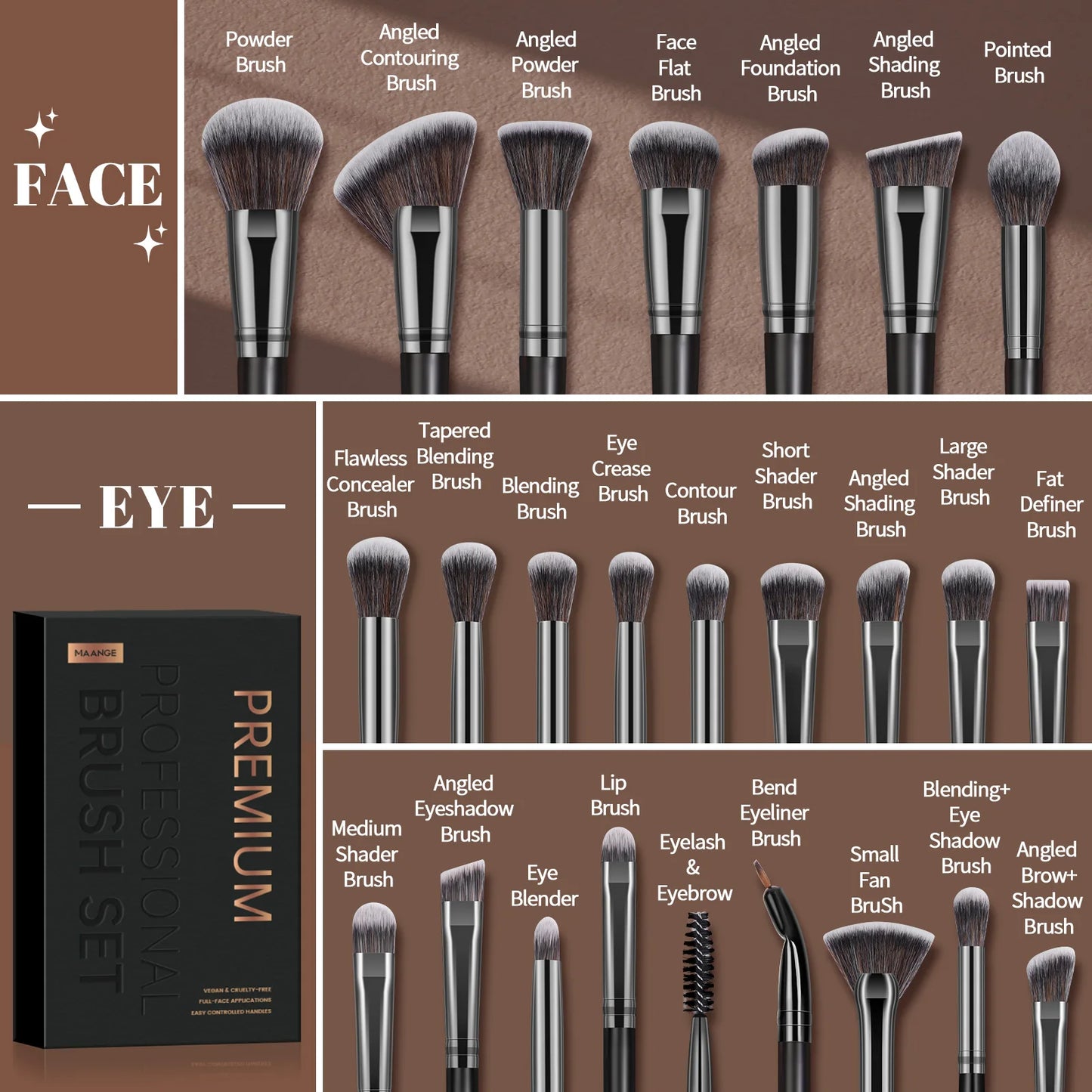 MAANGE Professional 25-Piece Makeup Brush Gift Set