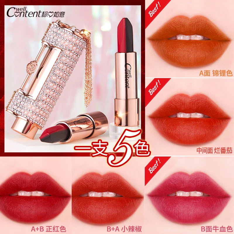 5-in-1 Matte Velvet Lipstick - 5 stunning shades in one lipstick