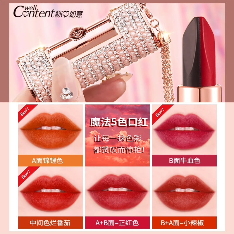 5-in-1 Matte Velvet Lipstick - 5 stunning shades in one lipstick