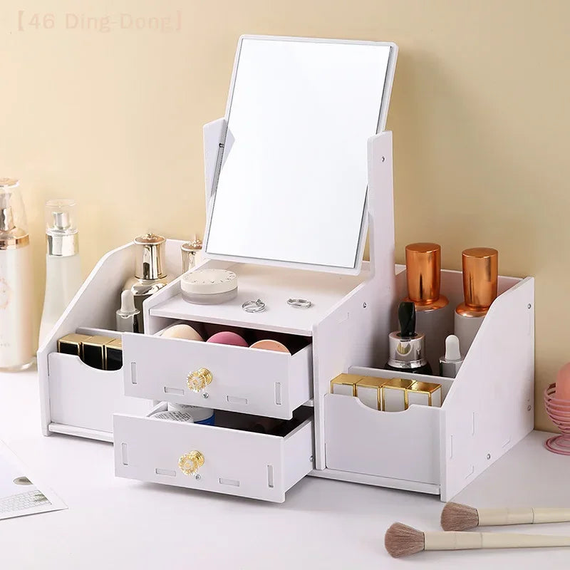 Mini Makeup Table Organizer with Rotating Mirror