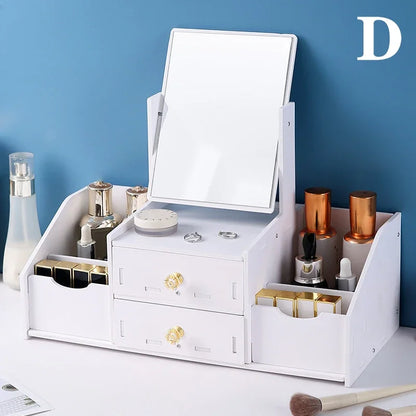 Mini Makeup Table Organizer with Rotating Mirror